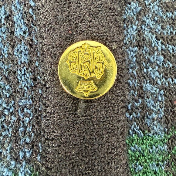 VINTAGE 80s Talbots Tartan Plaid Blue Green Cardigan Sweater Medium - Picture 9 of 12